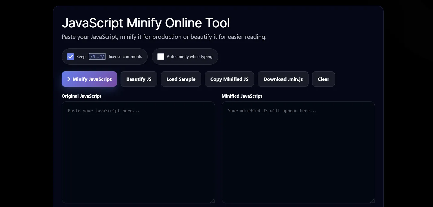 JavaScript Minifier & Compressor